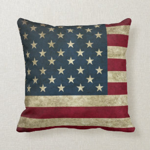 Vintage Patriotic Grunge USA American Flag Throw Pillow