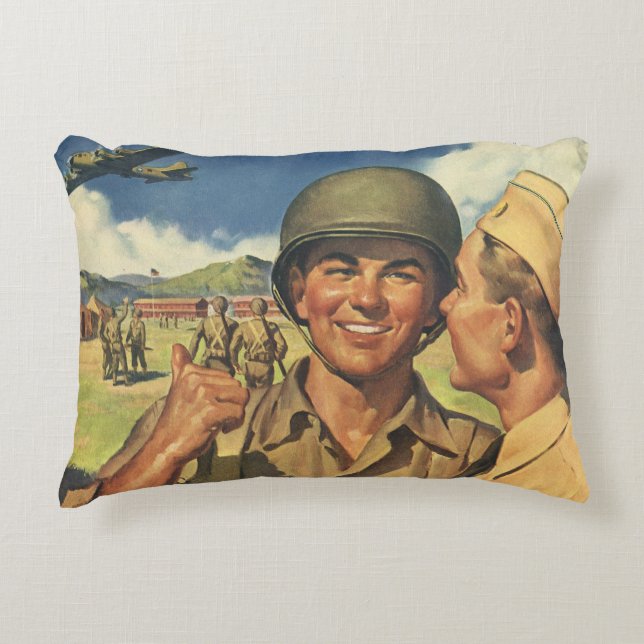 Vintage Patriotic Heroes, Military Airplane Men Accent Pillow (Front)