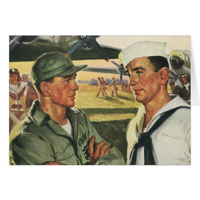 Vintage Patriotic Heroes, Military Men in Uniform (Front Horizontal)