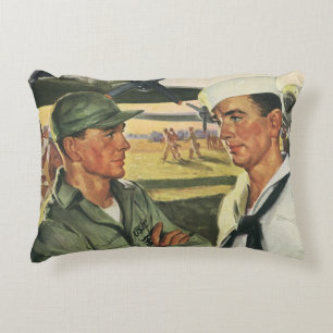 Vintage Patriotic Heroes, Military Men in Uniform Accent Pillow