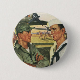 Vintage Patriotic Heroes, Military Personnel 2 Inch Round Button