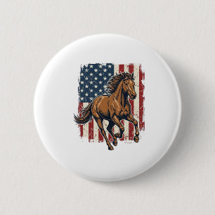 Vintage Patriotic Horse Flag Vector Shirt Design_1 2 Inch Round Button