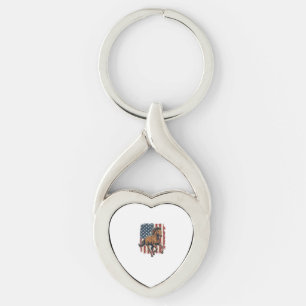Vintage Patriotic Horse Flag Vector Shirt Design_1 Keychain