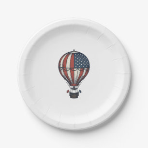 Vintage Patriotic Hot Air Balloon Shirt Design_1 Paper Plate