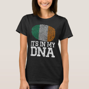 Vintage Patriotic It's In My Dna Ireland Flag Fing T-Shirt