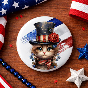 Vintage Patriotic Kitten 1 Inch Round Button