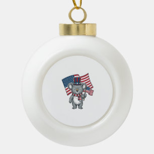 Vintage Patriotic Koala Flag Shirt Design_1 Ceramic Ball Christmas Ornament