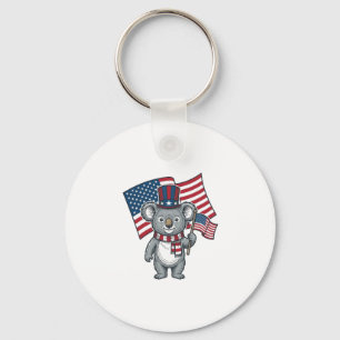 Vintage Patriotic Koala Flag Shirt Design_1 Keychain