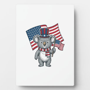 Vintage Patriotic Koala Flag Shirt Design_1 Plaque