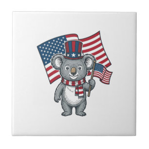 Vintage Patriotic Koala Flag Shirt Design_1 Tile