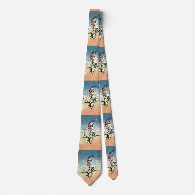 Vintage Patriotic, Lady, Eagle with American Flag Tie (Front)