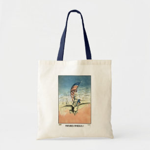 Vintage Patriotic, Lady, Eagle with American Flag Tote Bag