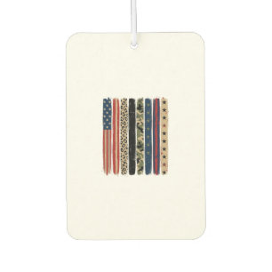 Vintage Patriotic Leopard Camo Stripe Shirt Design Air Freshener