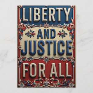 Vintage Patriotic Liberty and Justice For All Invitation