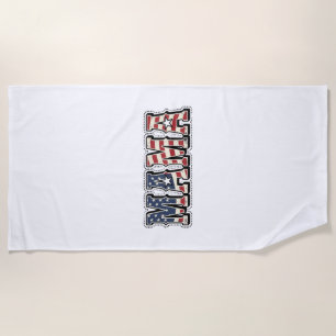 Vintage Patriotic Mama Lettering Shirt Design_1 Beach Towel