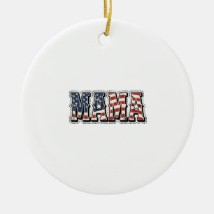 Vintage Patriotic Mama Lettering Shirt Design_1 Ceramic Ornament