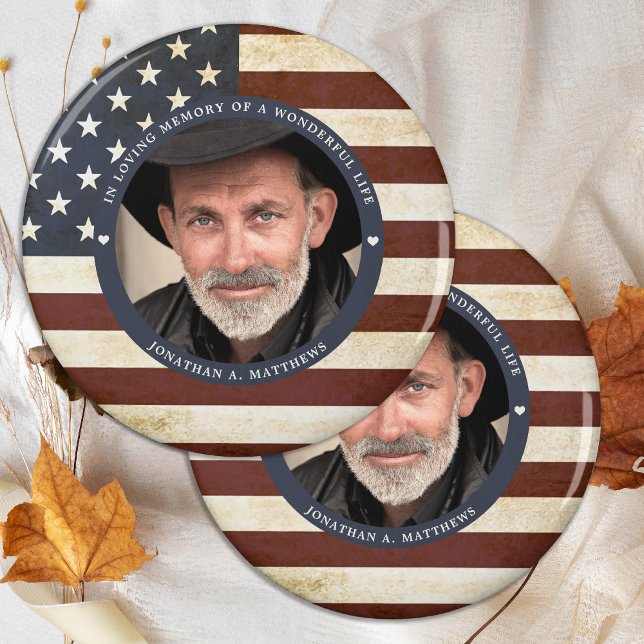 Vintage Patriotic Memorial American Flag Photo Magnet (Creator Uploaded)