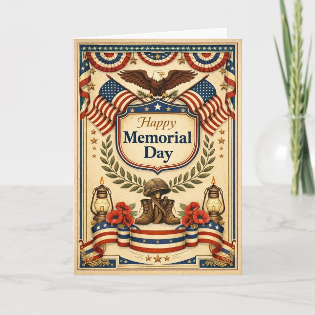 Vintage Patriotic Memorial Day Card (Front)