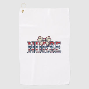 Vintage Patriotic Nurse Bow Shirt Design_1 Golf Towel