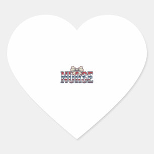 Vintage Patriotic Nurse Bow Shirt Design_1 Heart Sticker