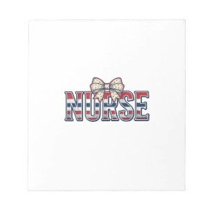 Vintage Patriotic Nurse Bow Shirt Design_1 Notepad
