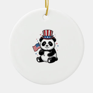 Vintage Patriotic Panda Flag Shirt Design_1 Ceramic Ornament