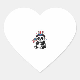 Vintage Patriotic Panda Flag Shirt Design_1 Heart Sticker