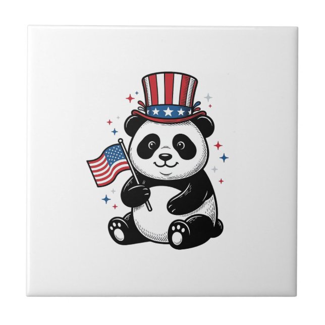 Vintage Patriotic Panda Flag Shirt Design_1 Tile (Front)