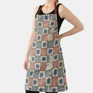 Vintage Patriotic Patchwork Aesthetic Apron