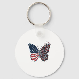Vintage Patriotic Peace Butterfly Vector Art_1 Keychain