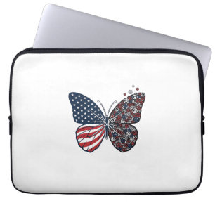 Vintage Patriotic Peace Butterfly Vector Art_1 Laptop Sleeve
