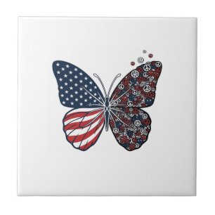Vintage Patriotic Peace Butterfly Vector Art_1 Tile
