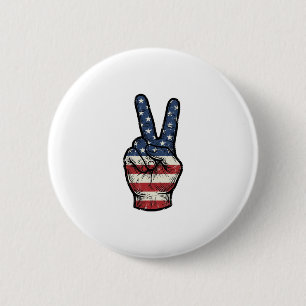 Vintage Patriotic Peace Hand Vector Shirt Design_1 2 Inch Round Button