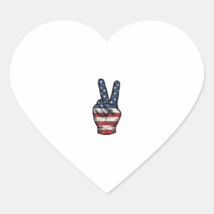 Vintage Patriotic Peace Hand Vector Shirt Design_1 Heart Sticker