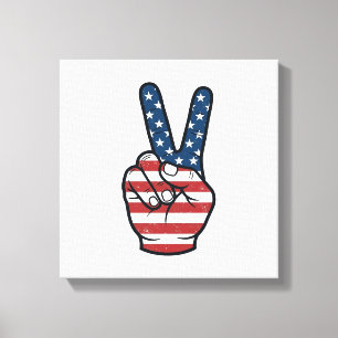 Vintage Patriotic Peace Sign Hand Vector Design_1