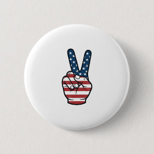 Vintage Patriotic Peace Sign Hand Vector Design_1 2 Inch Round Button