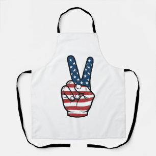 Vintage Patriotic Peace Sign Hand Vector Design_1 Apron