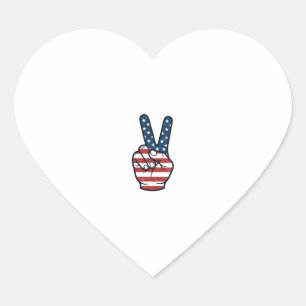 Vintage Patriotic Peace Sign Hand Vector Design_1 Heart Sticker