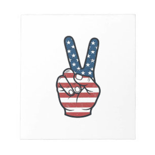 Vintage Patriotic Peace Sign Hand Vector Design_1 Notepad