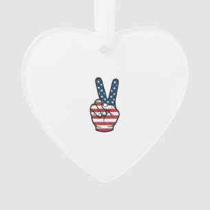 Vintage Patriotic Peace Sign Hand Vector Design_1 Ornament