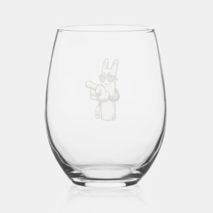 Vintage Patriotic Pointing Hand Cartoon Shirt_1 Stemless Wine Glass