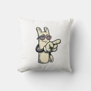 Vintage Patriotic Pointing Hand Cartoon Shirt_1 Throw Pillow