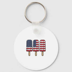 Vintage Patriotic Popsicle Flag Shirt Design_1 Keychain