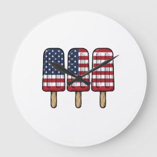 Vintage Patriotic Popsicle Flag Shirt Design_1 Large Clock