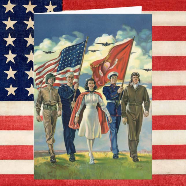 Vintage Patriotic, Proud Military Personnel Heros Card (Creator Uploaded)