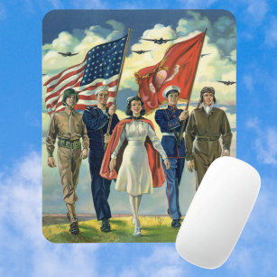 Vintage Patriotic, Proud Military Personnel Heros Mouse Pad
