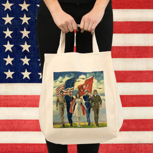 Vintage Patriotic, Proud Military Personnel Heros Tote Bag