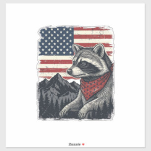 Vintage Patriotic Raccoon Mountain Flag Shirt Desi