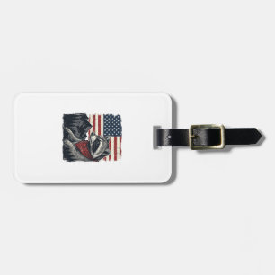 Vintage Patriotic Raccoon Mountain Flag Shirt Desi Luggage Tag