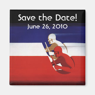 Vintage Patriotic Race Car Drivers, Save the Date! Magnet